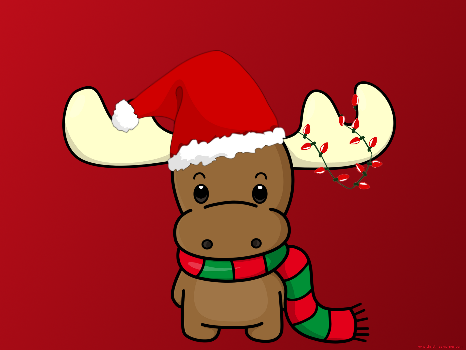Happy Christmas Reindeer with Hat Wallpaper