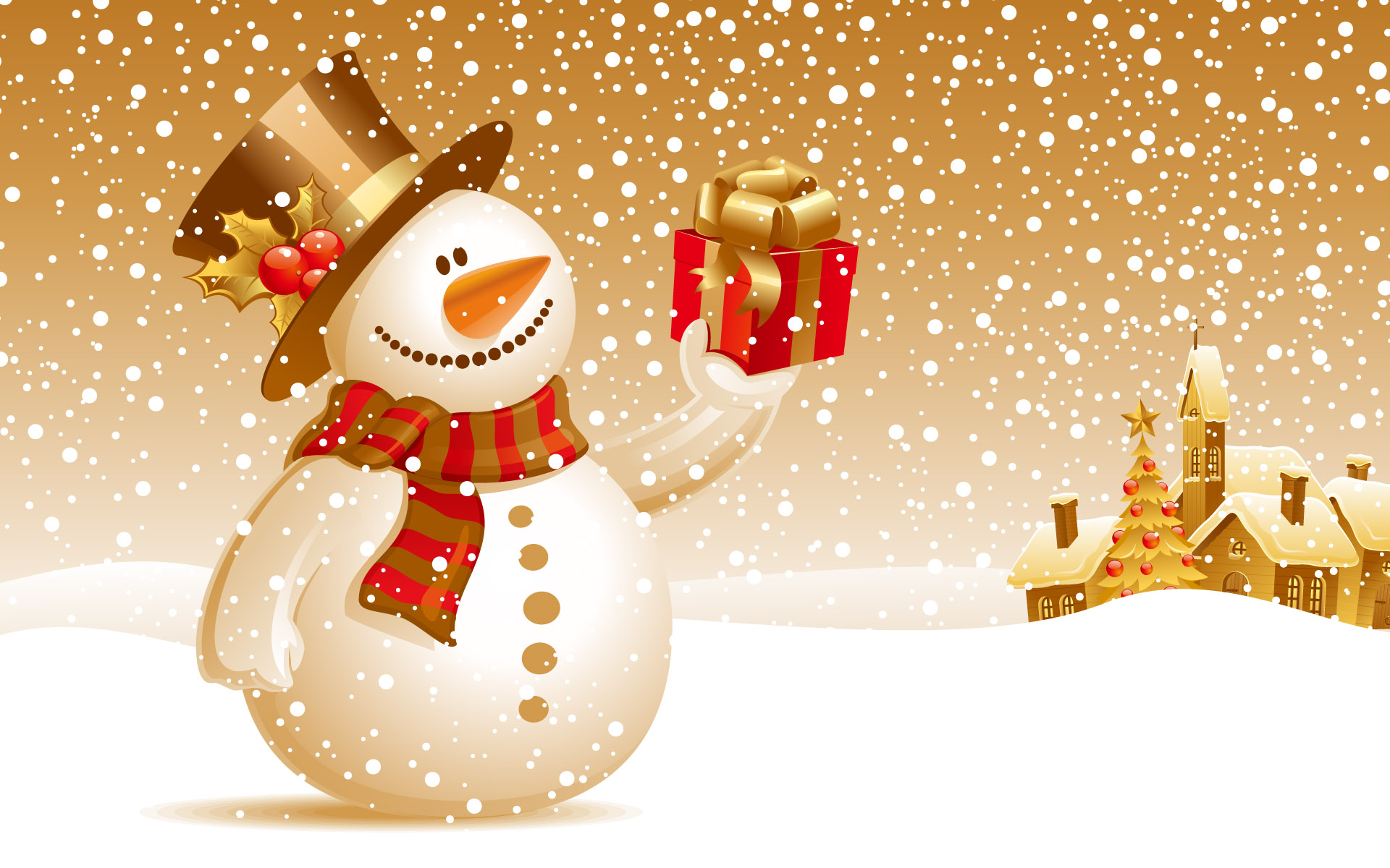 Happy Christmas Snowman Wallpaper