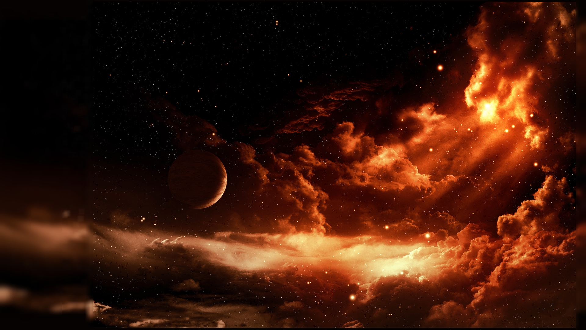 Awesome Firey Space HD Wallpaper