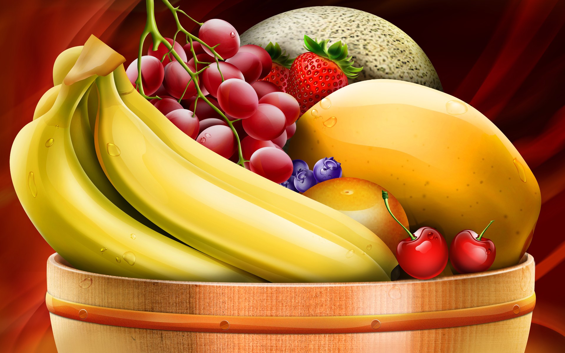Healthy HD Fruit Basket Wallpaper