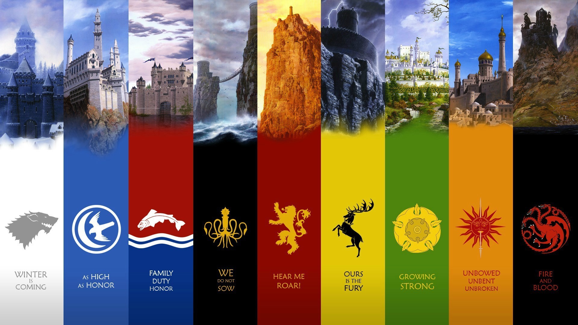 Game of Thrones Houses High Res Desktop Wallpaper