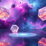 Celestial Geometric Dreamscape with Luminescent Crystals