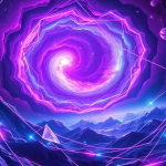 Celestial Geometric Dreamscape with Neon Accents