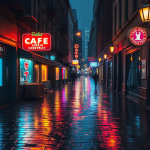 Neon Rainy Alleyway Scene